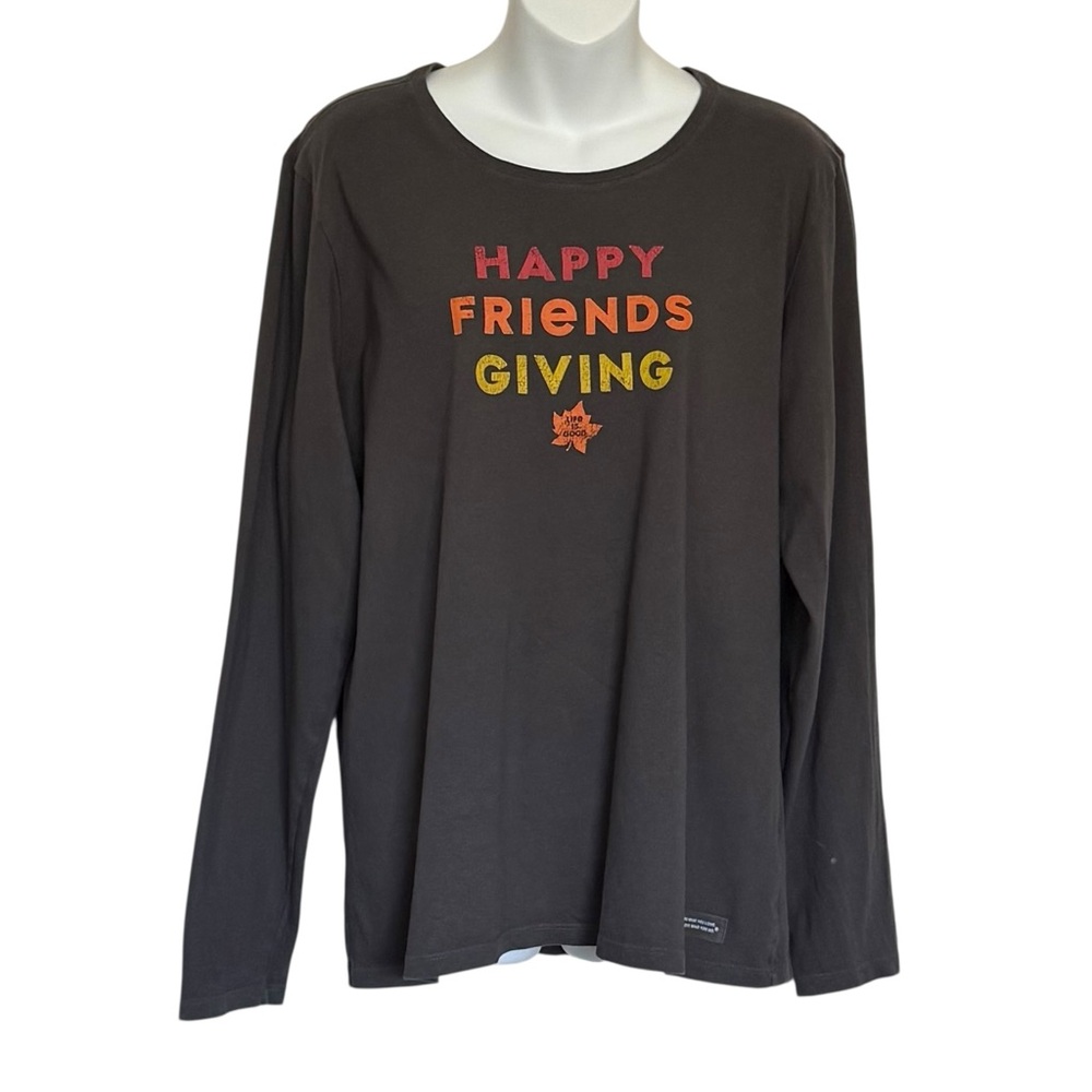Life Is Good Happy Friends Giving Women's Crusher Long Sleeve Tee Size Large